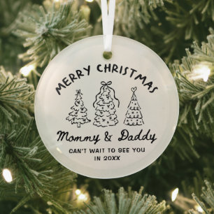 Personalisierter Whimsical Baby-Ankündigungs-Schmu Ornament Aus Glas