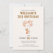 Personalisierter Whimsical Fox und Balloons Geburt Einladung (Rückseite)