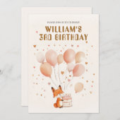 Personalisierter Whimsical Fox und Balloons Geburt Einladung (Vorne/Hinten)