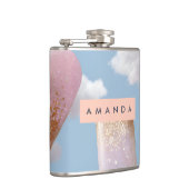 Personalisierter Whimsical Glitzer Popsim Muster Flachmann (Rechts)