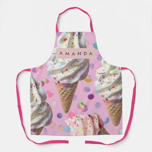 Personalisierter Whimsischer Pastell-Eiscreme-Tra Schürze (Vorderseite)