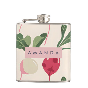 Personalisierter Whimsischer Pastell-Rettich-Garte Flachmann