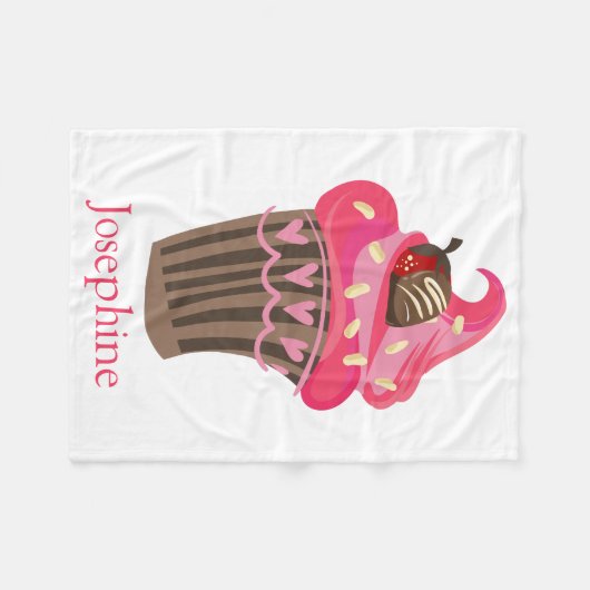Personalisierter Whimsy Pink Cupcake Blanket Fleecedecke (Vorderseite (Horizontal))