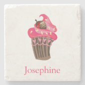 Personalisierter Whimsy Pink Cupcake Untersetzer (Vorderseite)