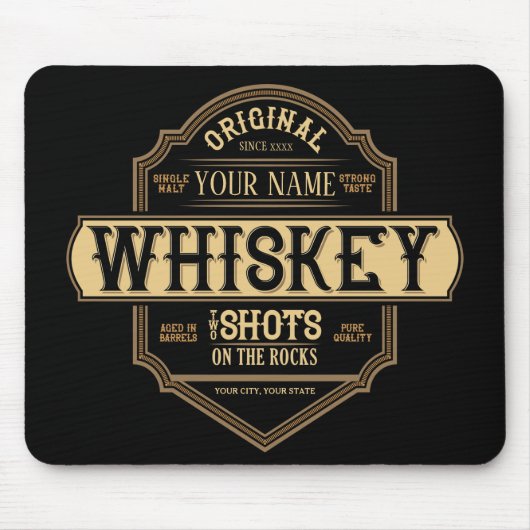 Personalisierter Whiskey auf der Rocks Liquor Labe Mousepad (Vorne)