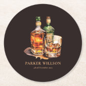 Personalisierter Whisky-Geburtstag Runder Pappuntersetzer (Vorderseite)