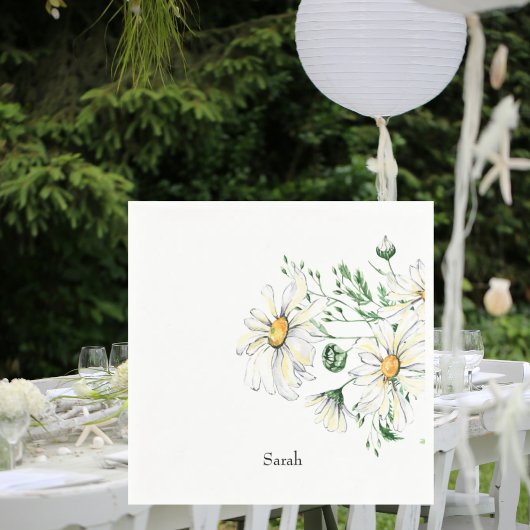 Personalisierter White Daisis Duschcocktail Serviette
