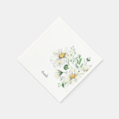 Personalisierter White Daisis Duschcocktail Serviette (Ecke)