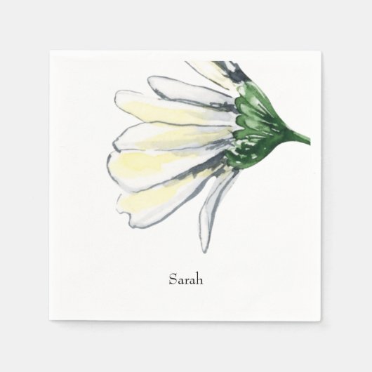 Personalisierter White Daisy Duschcocktail Serviette (Vorderseite)