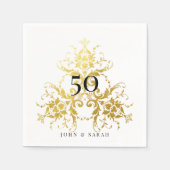 Personalisierter White & Gold Damask 50 Jahre Serviette (Vorderseite)