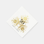 Personalisierter White & Gold Damask 50 Jahre Serviette (Ecke)