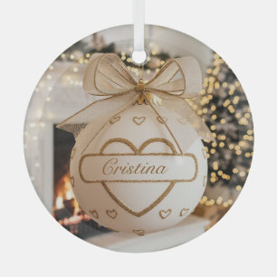 Personalisierter White Gold Weihnachtsball Ornament Aus Glas