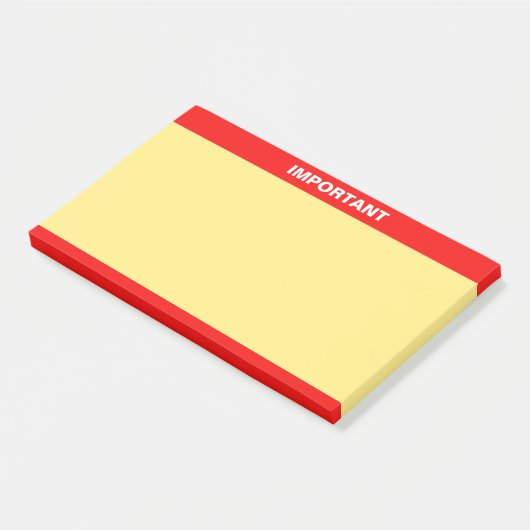 Personalisierter wichtiger Text auf Rot und Gelb Post-it Klebezettel (angewinkelt)