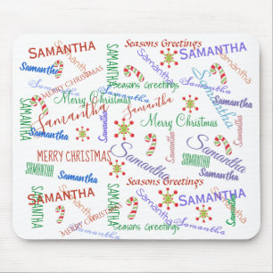 Personalisierter wiederholender Weihnachtsname Mousepad