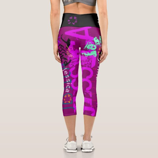 Personalisierter Wiederholname für 7 Farben auswäh Capri Leggings (Rückseite)