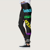 Personalisierter Wiederholname Schwarze fette Legg Leggings (Links)