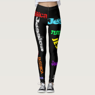 Personalisierter Wiederholungsname Schwarze fette Leggings