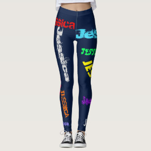 Personalisierter Wiederholungsname Schwarze fette Leggings