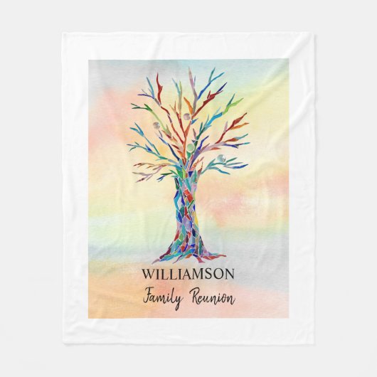 Personalisierter Wiedersehen-Baum Fleecedecke (Vorderseite)