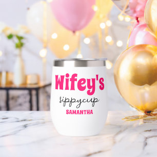 Personalisierter Wifey's Sippy Cup Wine Tumbler