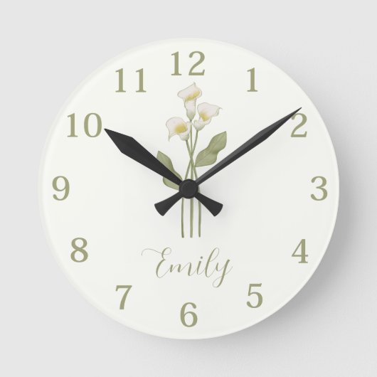 Personalisierter Wildblume Runde Wanduhr (Vorderseite)