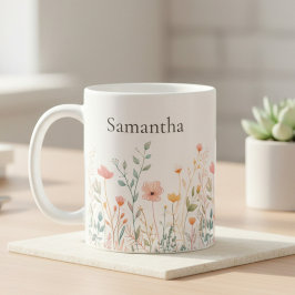 Personalisierter Wildblumen-Alltag Kaffeetasse