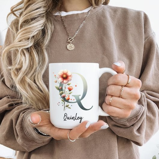 Personalisierter Wildblumen-Anfangsbuchstabe-Tasse Kaffeetasse