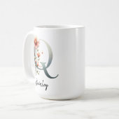 Personalisierter Wildblumen-Anfangsbuchstabe-Tasse Kaffeetasse (Vorderseite Links)