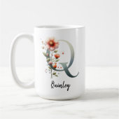 Personalisierter Wildblumen-Anfangsbuchstabe-Tasse Kaffeetasse (Links)