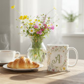 Personalisierter Wildblumen-Monogramm-Becher Kaffeetasse