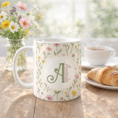 Personalisierter Wildblumen-Monogramm-Becher Kaffeetasse