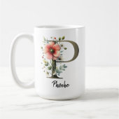 Personalisierter Wildblumen-Monogramm-Tassen-Gesch Kaffeetasse (Links)