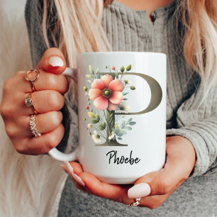 Personalisierter Wildblumen-Monogramm-Tassen-Gesch Kaffeetasse