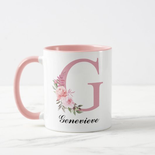 Personalisierter Wildblumen-Rosa-Becher als Gesche Tasse (Links)