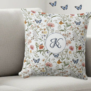 Personalisierter Wildblumen-Schmetterling-Blumenga Kissen