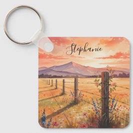 Personalisierter Wildblumen-Sonnenuntergangs-Anhän Schlüsselanhänger