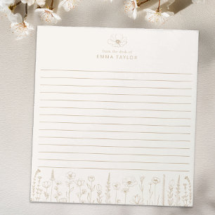 Personalisierter Wildblumen-Taupe-Schreibtisch-Not Notizblock