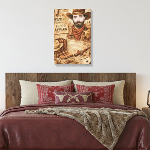 Personalisierter Wilder Westen Gesuchter Cowboy Leinwanddruck