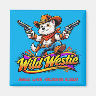 Personalisierter Wilder Westie-Cowboy-Hund Magnet