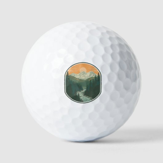 Personalisierter Wilderness Explorer Retro-Berg Golfball (Vorderseite)