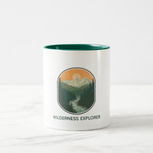 Personalisierter Wilderness Explorer Retro-Berg Zweifarbige Tasse