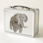 Personalisierter Wildtiergrauer Elefant Metall Brotdose (Rückseite)