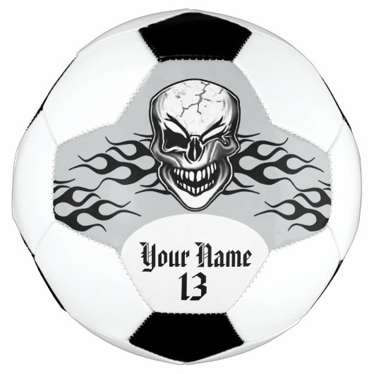 Personalisierter Winking Skull und Flamme Fußball (Vorderseite)
