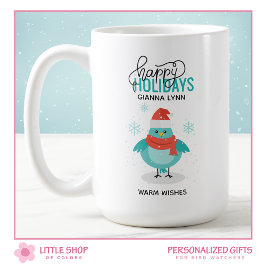 Personalisierter Winter Blue Bird Kaffeetasse
