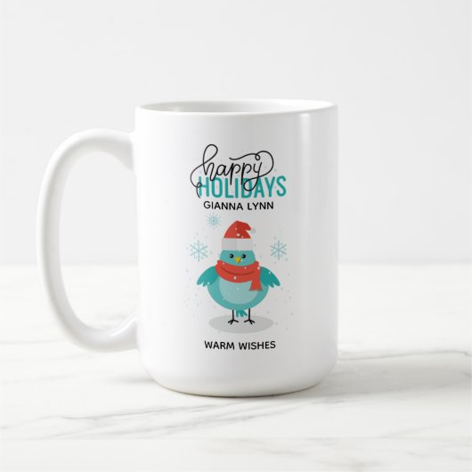 Personalisierter Winter Blue Bird Kaffeetasse (Links)