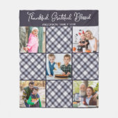 Personalisierter Winter Blue Grau Karierte FotoCol Fleecedecke (Vorderseite)