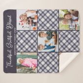 Personalisierter Winter Blue Grau Karierte FotoCol Sherpadecke (Vorderseite (Horizontal))