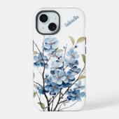Personalisierter Winter floral Phone Case iPhone 15 Hülle (Rückseite)