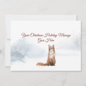Personalisierter Winter Fox Elegante Drehbuch Weih Feiertagskarte (Vorderseite)