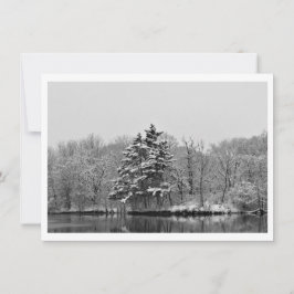 Personalisierter Winter Immergrün in Schwarz und W Feiertagskarte